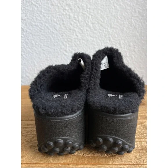 Y2K Rocket Dog Black Suede Sherpa Platform Mule 8 - Picture 3 of 6